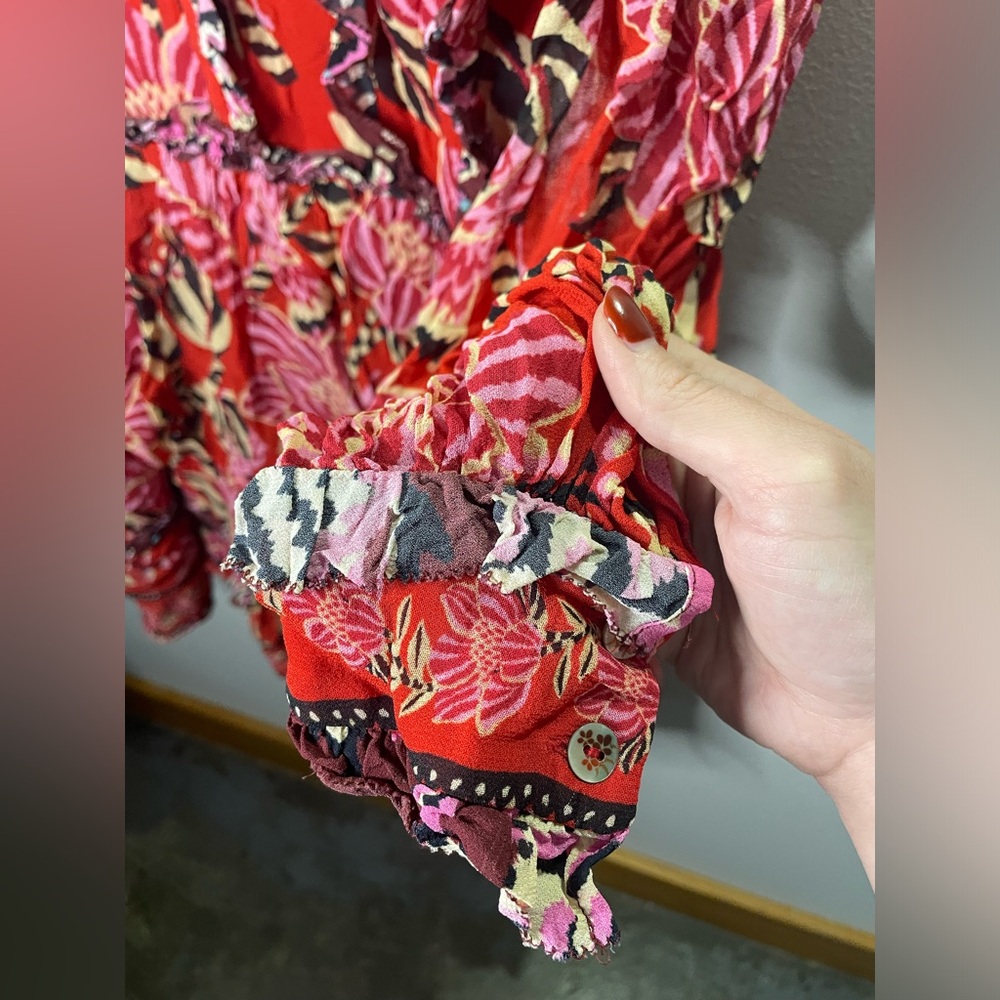 NWT Farm Rio Rio Ruffled Tiered Mini Dress Vibrant Tropical - Picture 4 of 13